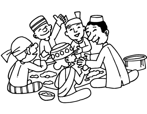 Men On Picnic Coloring Page